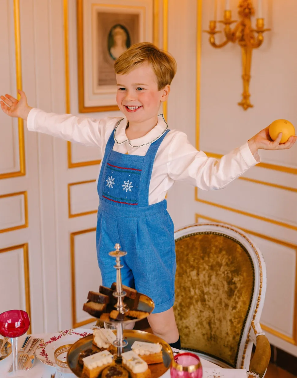 George Blue Flannel Boy Dungaree & Shirt