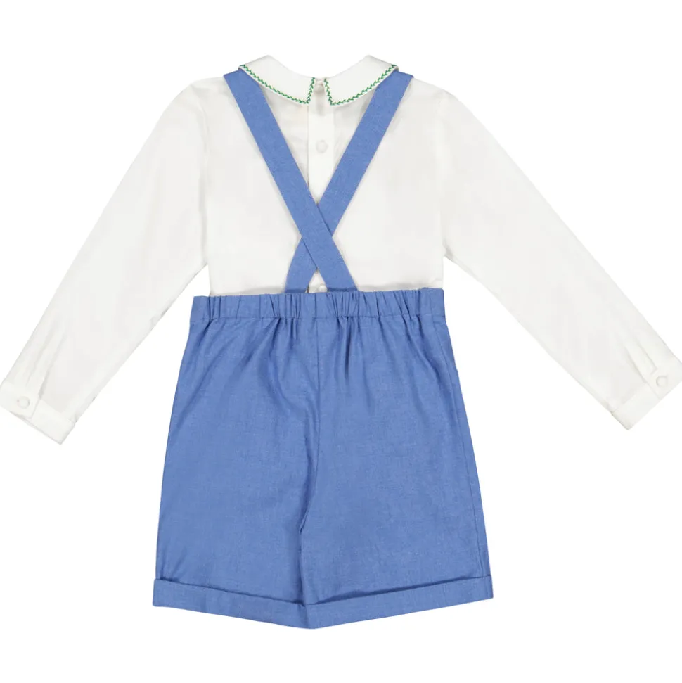 George Blue Flannel Boy Dungaree & Shirt