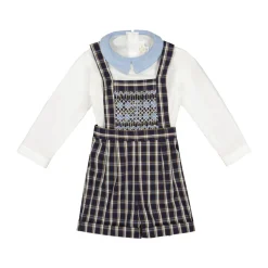 George Navy Tartan Boy Dungaree & Shirt