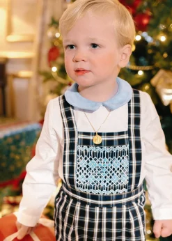 George Navy Tartan Boy Dungaree & Shirt