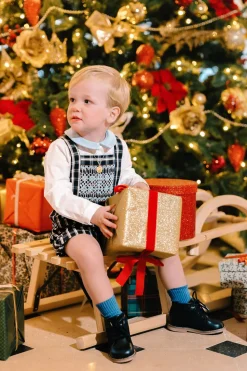 George Navy Tartan Boy Dungaree & Shirt