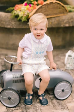 George Yellow Blue Stripe Overalls and Shirt