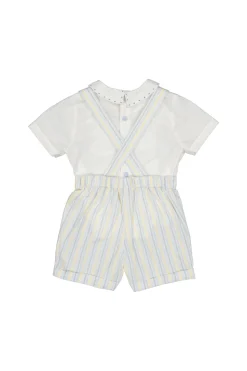 George Yellow Blue Stripe Overalls and Shirt