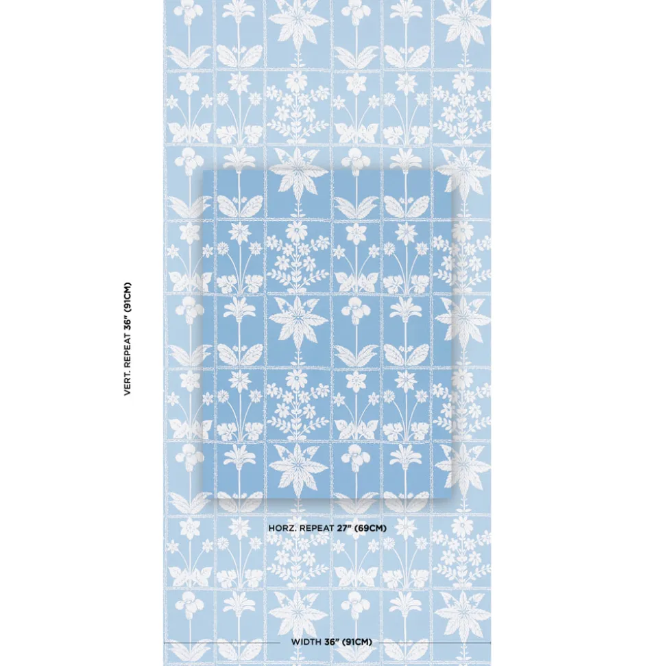Georgia Wildflowers Wallpaper in Blue