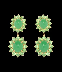 Georgie Drop Earrings in Green
