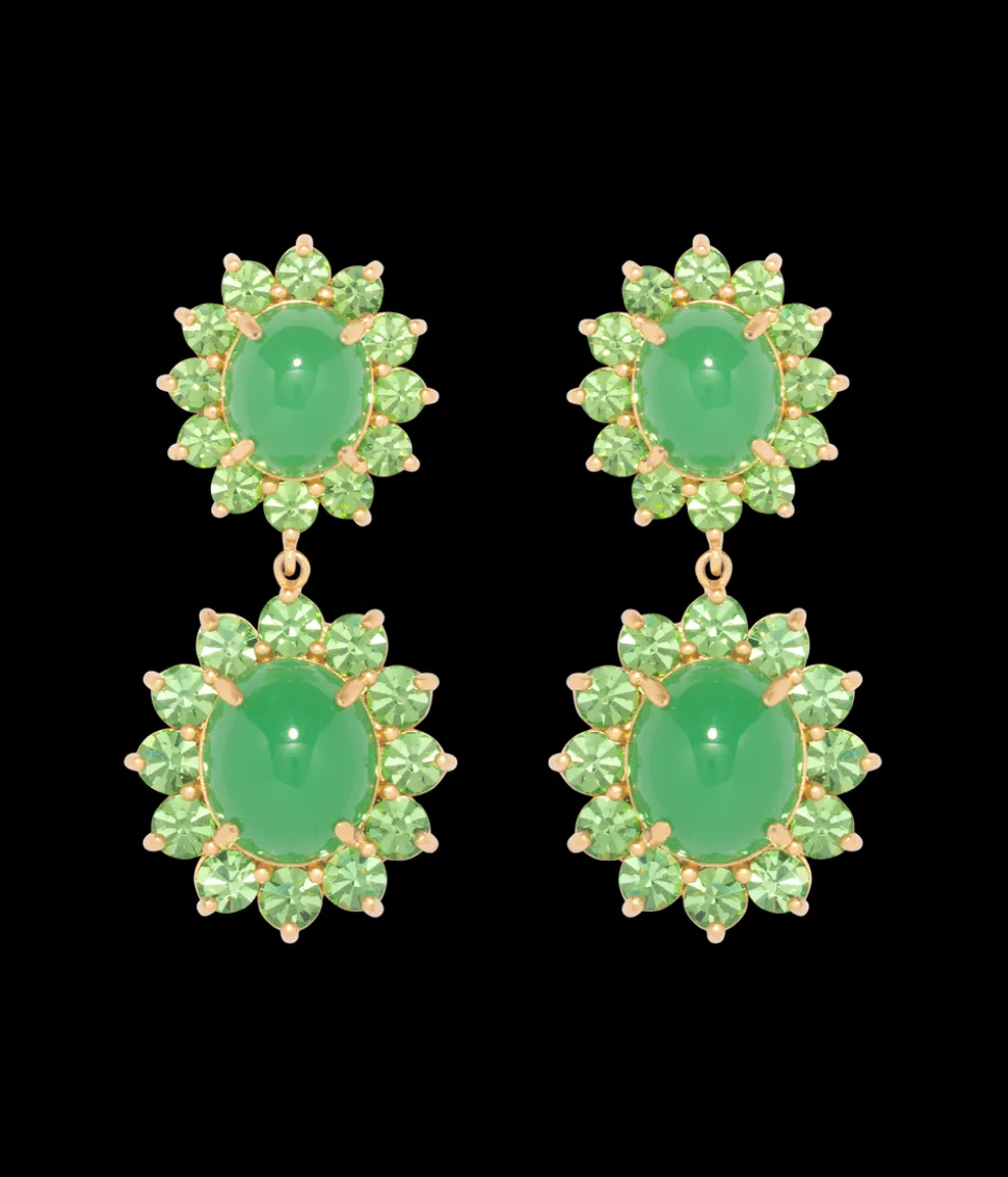 Georgie Drop Earrings in Green