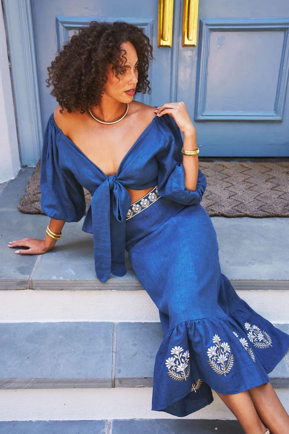 Gilara Wrap Top in Blue