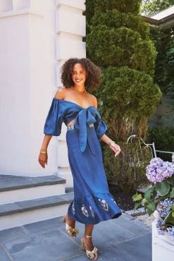 Gilara Wrap Top in Blue