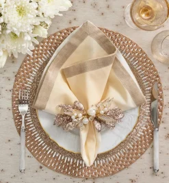 Gilded Spray Napkin Ring in Gold & Silver, Set of 4