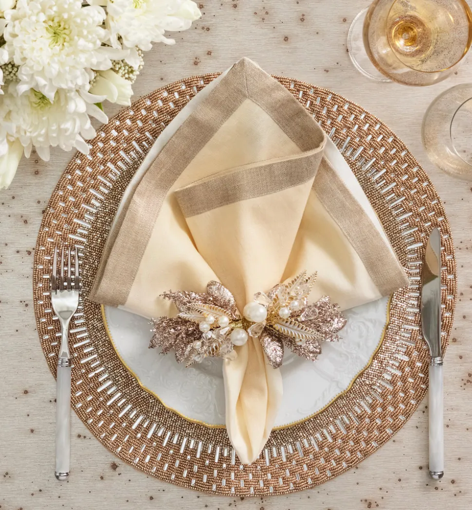 Gilded Spray Napkin Ring in Gold & Silver, Set of 4