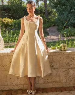 Gillian Pearl Midi Dress in Ivory