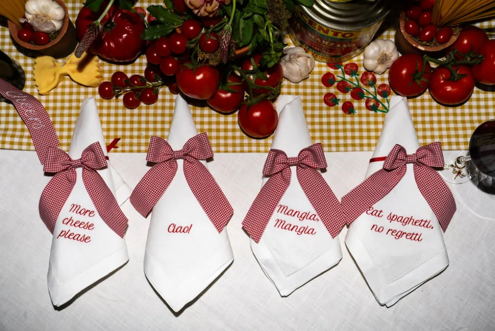 Gingham Napkin Bow in Red Gingham