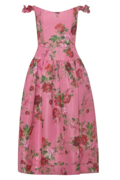 Giorgia Pink Floral Ikat Midi Dress