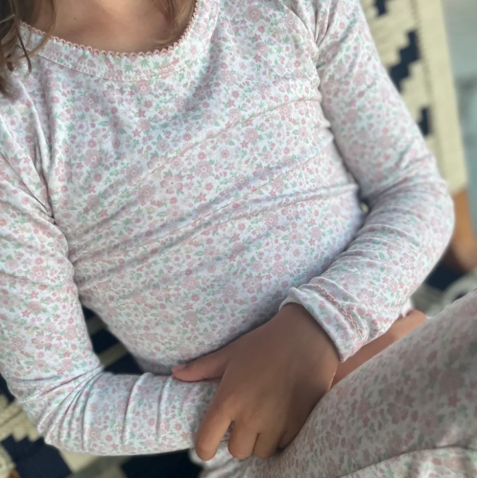Girls Antique Floral Pima Pajama Set