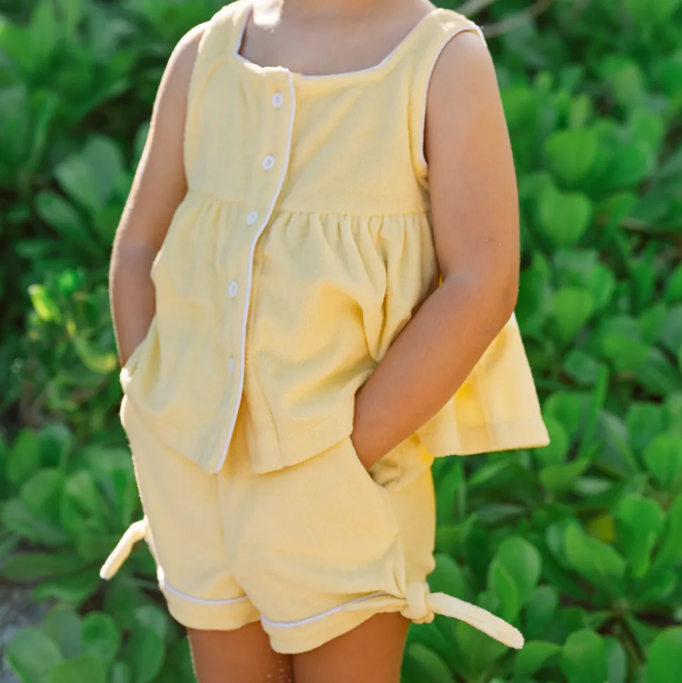Girls Banana French Terry Button Up Tank
