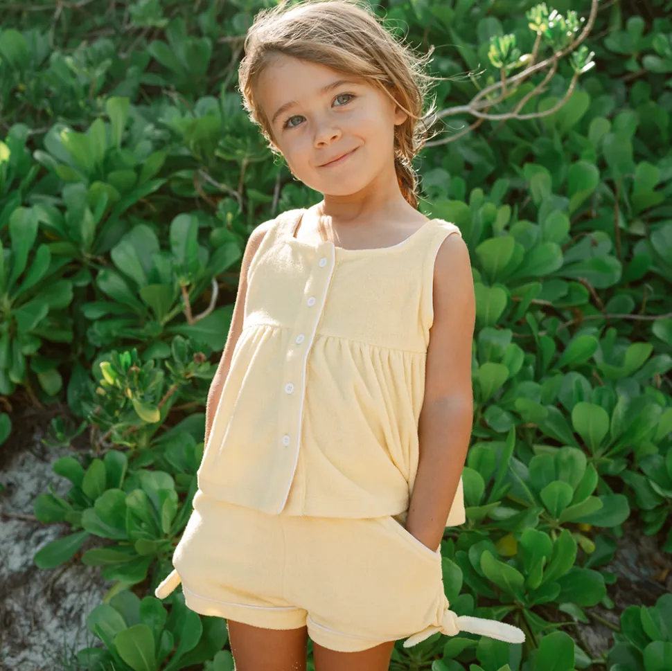 Girls Banana French Terry Tie Knot Shorts
