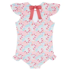 Girls Bluebells Ruffle Cup Sleeve Rashguard One Piece