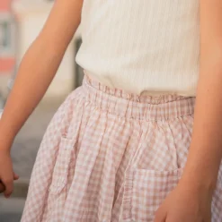 Girls Brown Gingham Skirt