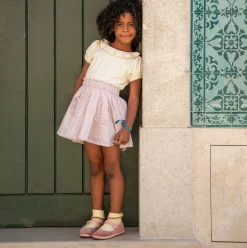 Girls Cream Pointelle Puff Sleeve Blouse