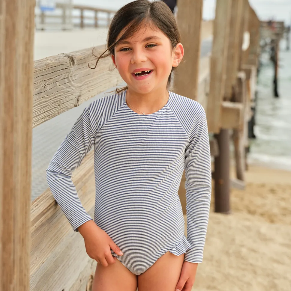 Girl’s Harbor Stripe Rashguard One Piece