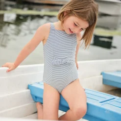 Girl’s Harbor Stripe Tie-Front One Piece