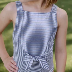 Girl’s Harbor Stripe Tie-Front One Piece
