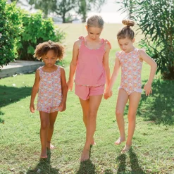 Girls Island Blossom Ruffle Cap Sleeve Rashguard One Piece