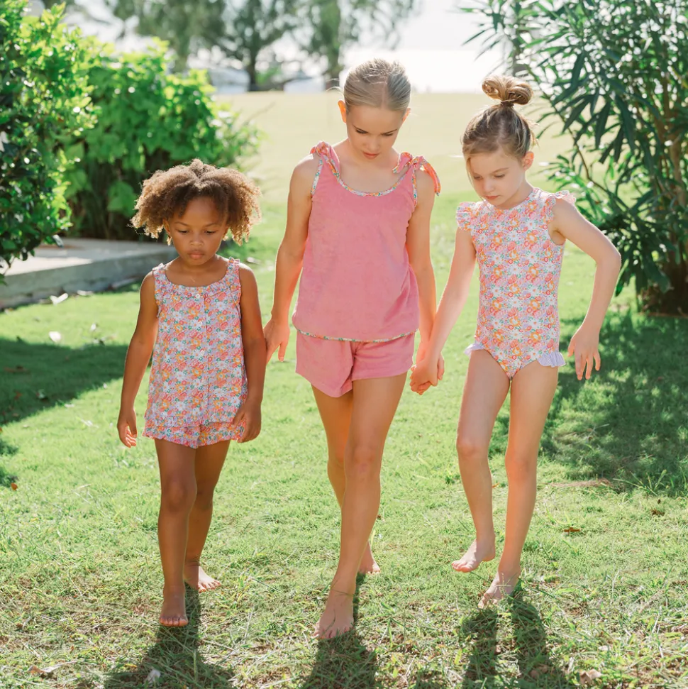 Girls Island Blossom Ruffle Cap Sleeve Rashguard One Piece