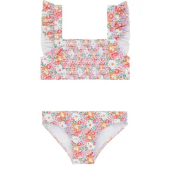 Girls Island Blossom Smocked Ruffle Strap Bikini