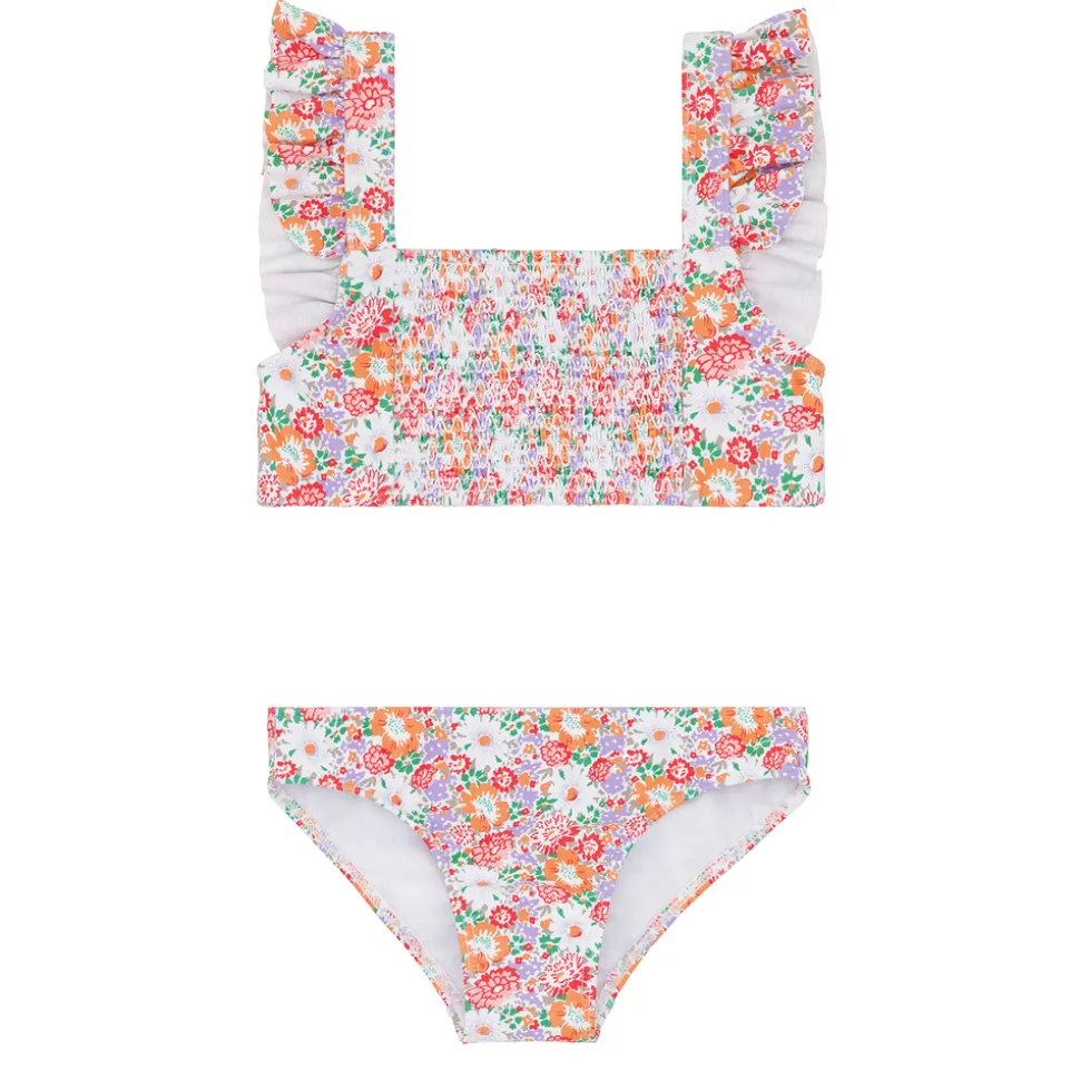 Girls Island Blossom Smocked Ruffle Strap Bikini