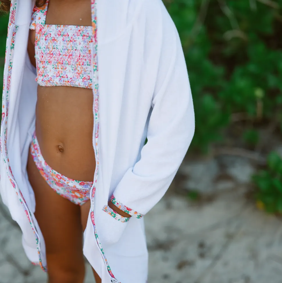 Girls Island Blossom Smocked Ruffle Strap Bikini