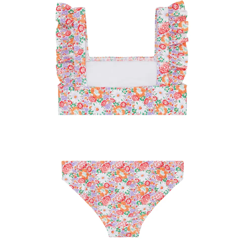 Girls Island Blossom Smocked Ruffle Strap Bikini