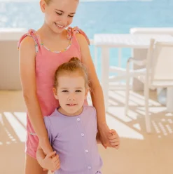 Girls Lavender Breeze Puff Sleeve Shirt