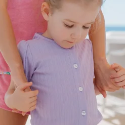 Girls Lavender Breeze Puff Sleeve Shirt