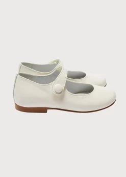 Girls Leather Mary Jane Shoes in Ivory