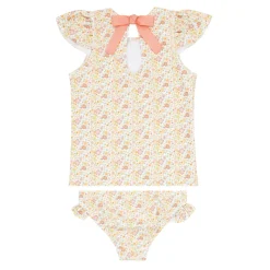 Girls Marigold Floral Short Sleeve Cup Sleeve Rashguard Set