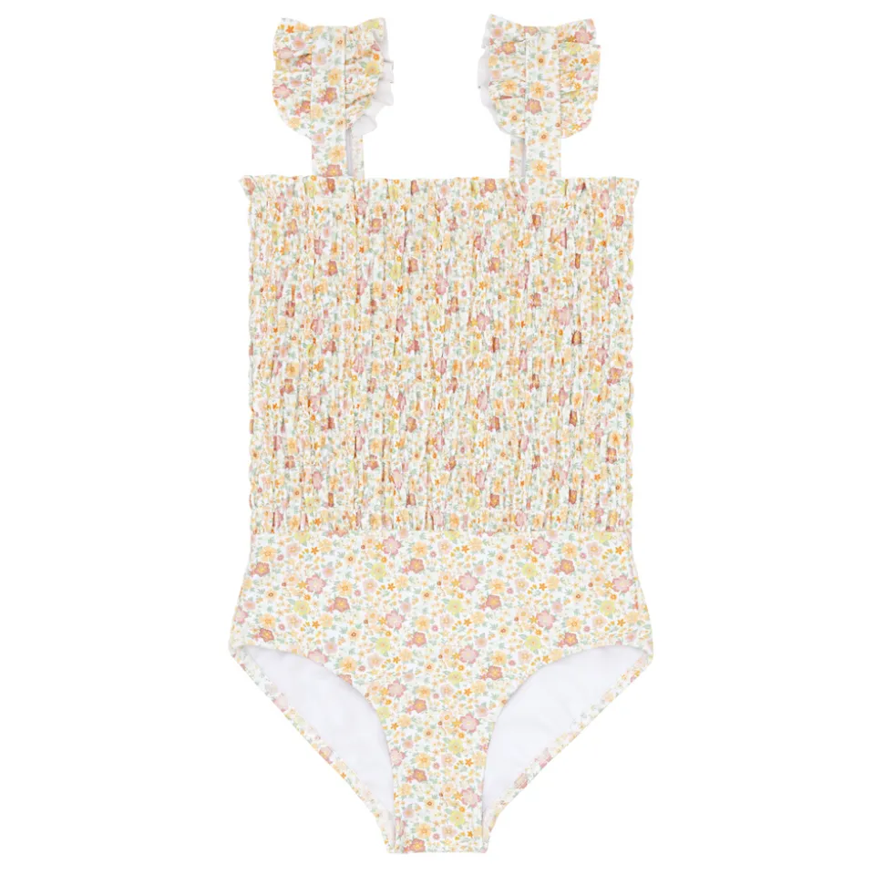 Girls Marigold Floral Smocked One Piece