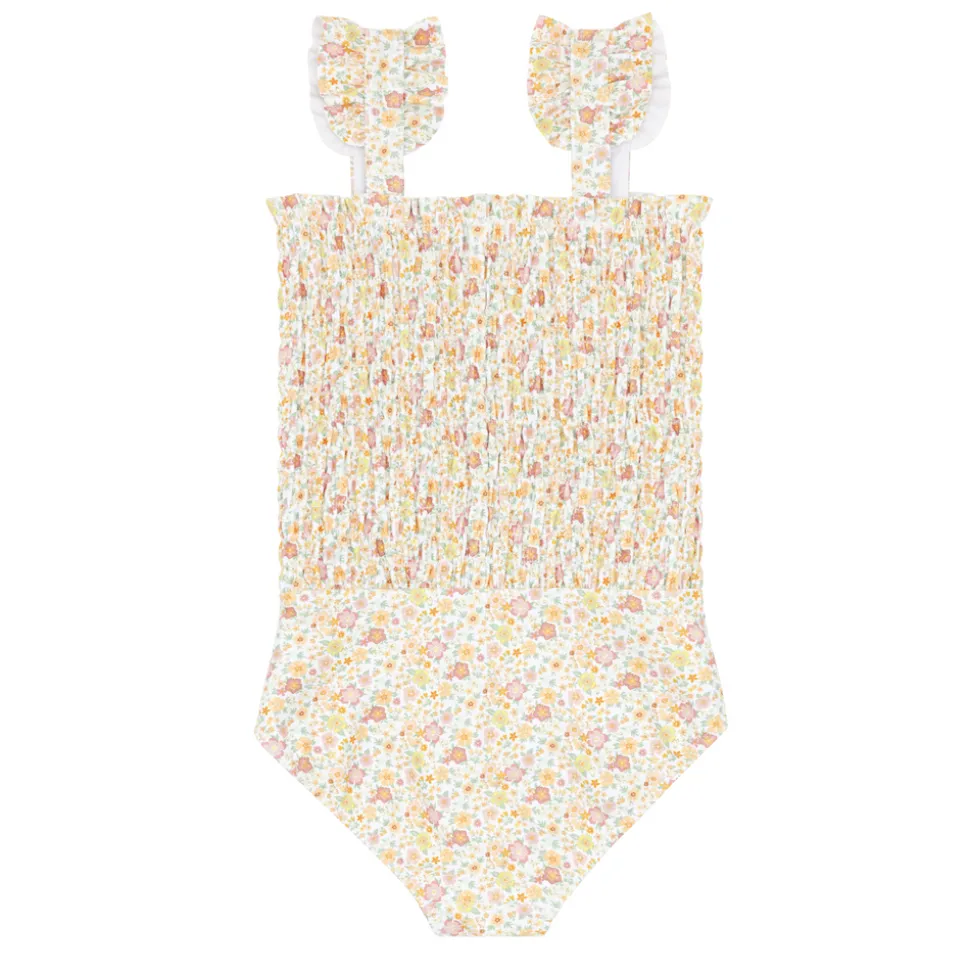Girls Marigold Floral Smocked One Piece