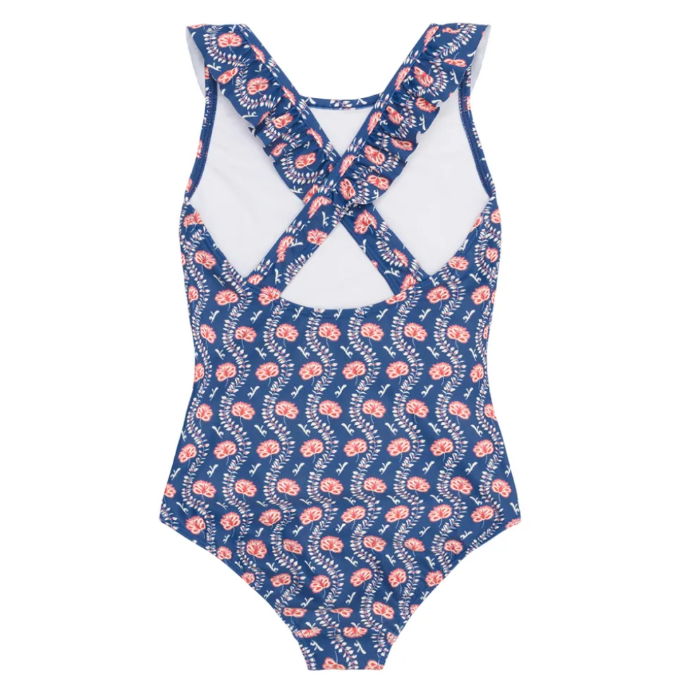 Girl’s Navy Primrose Ruffle Collar One Piece