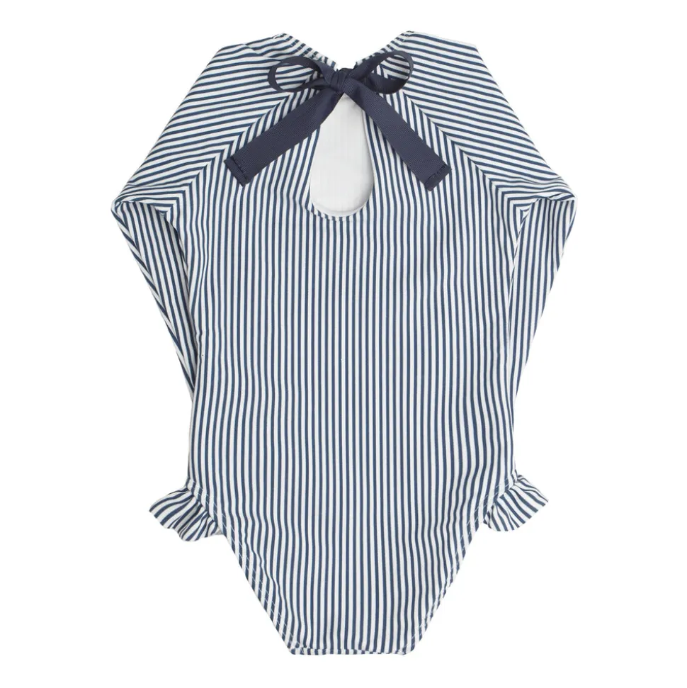 Girls Navy Stripe Rashguard One Piece