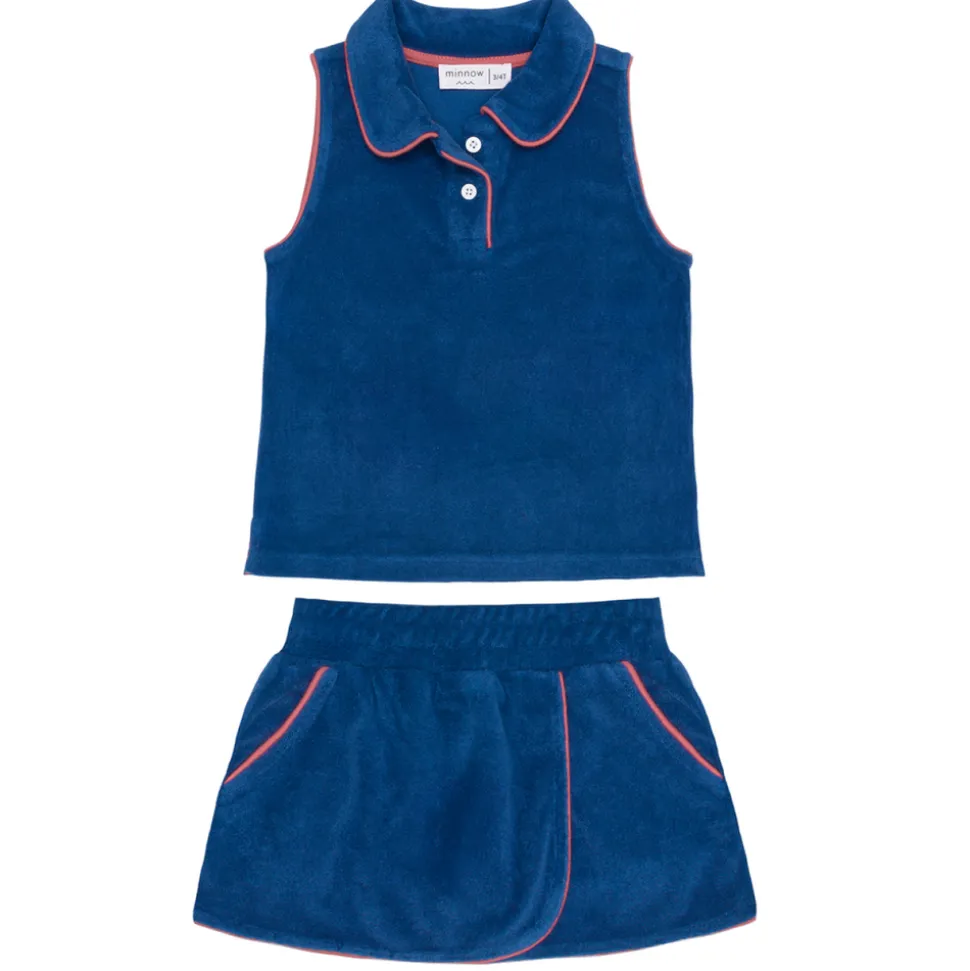 Girl’s Newport Navy French Terry Tennis Tank Top & Skort Set