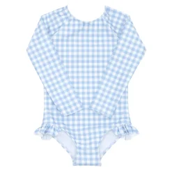 Girl's Oasis Blue Gingham Rashguard One Piece