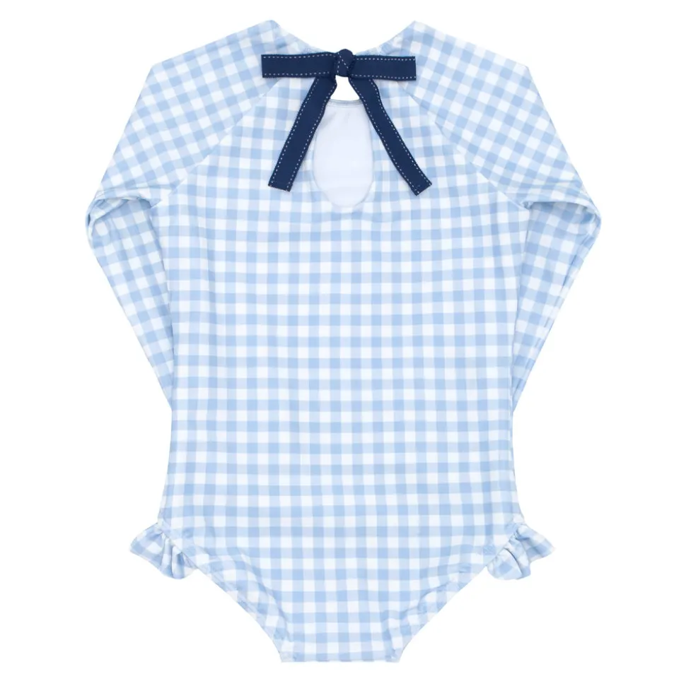 Girl's Oasis Blue Gingham Rashguard One Piece
