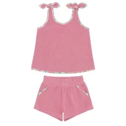 Girls Pink Sands French Terry Tie-Knot Tank Top Set