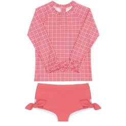 Girl’s Poppy Gingham Tie-Knot Rashguard Set