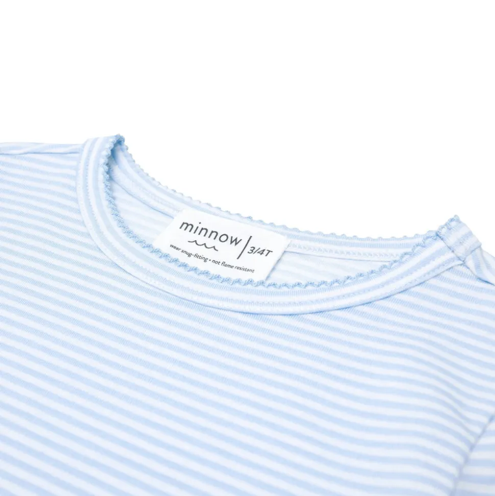 Girls Powder Blue Stripe Pima Pajamas Set