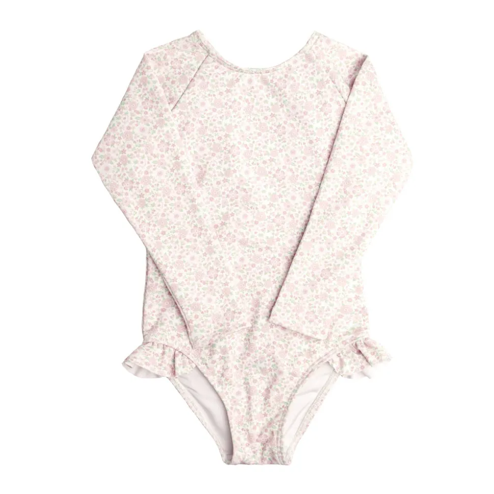 Girls Rashguard One-Piece in Antique Floral