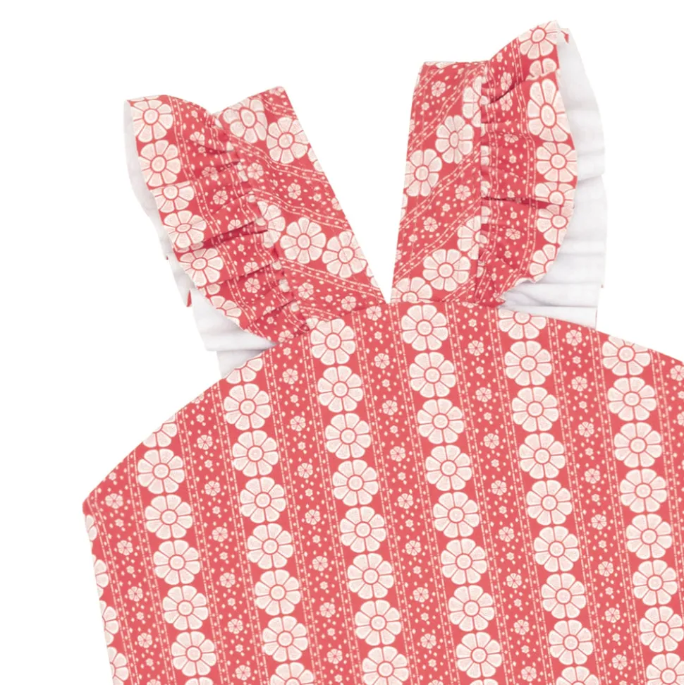 Girls Regatta Red Paisley V-Neck Crossover One Piece