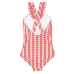 Girls Regatta Red Paisley V-Neck Crossover One Piece
