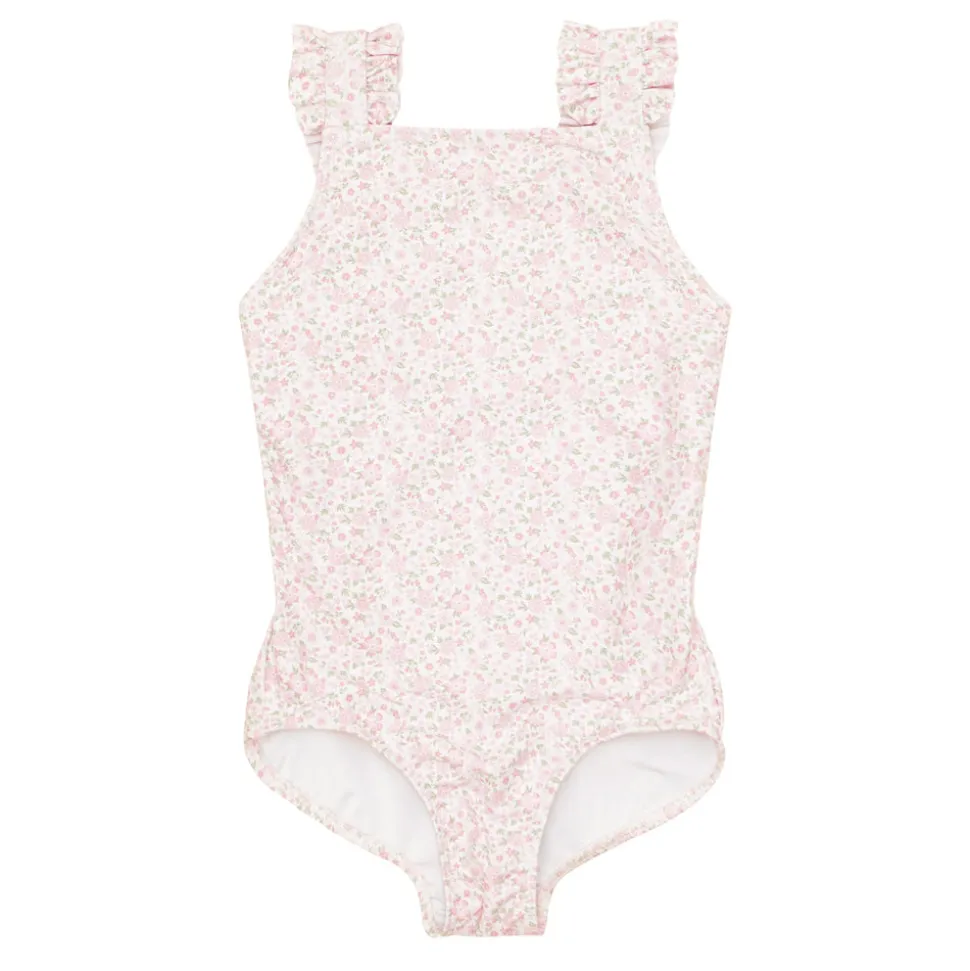 Girls Ruffle Collar One-Piece in Powder Blue Stripe